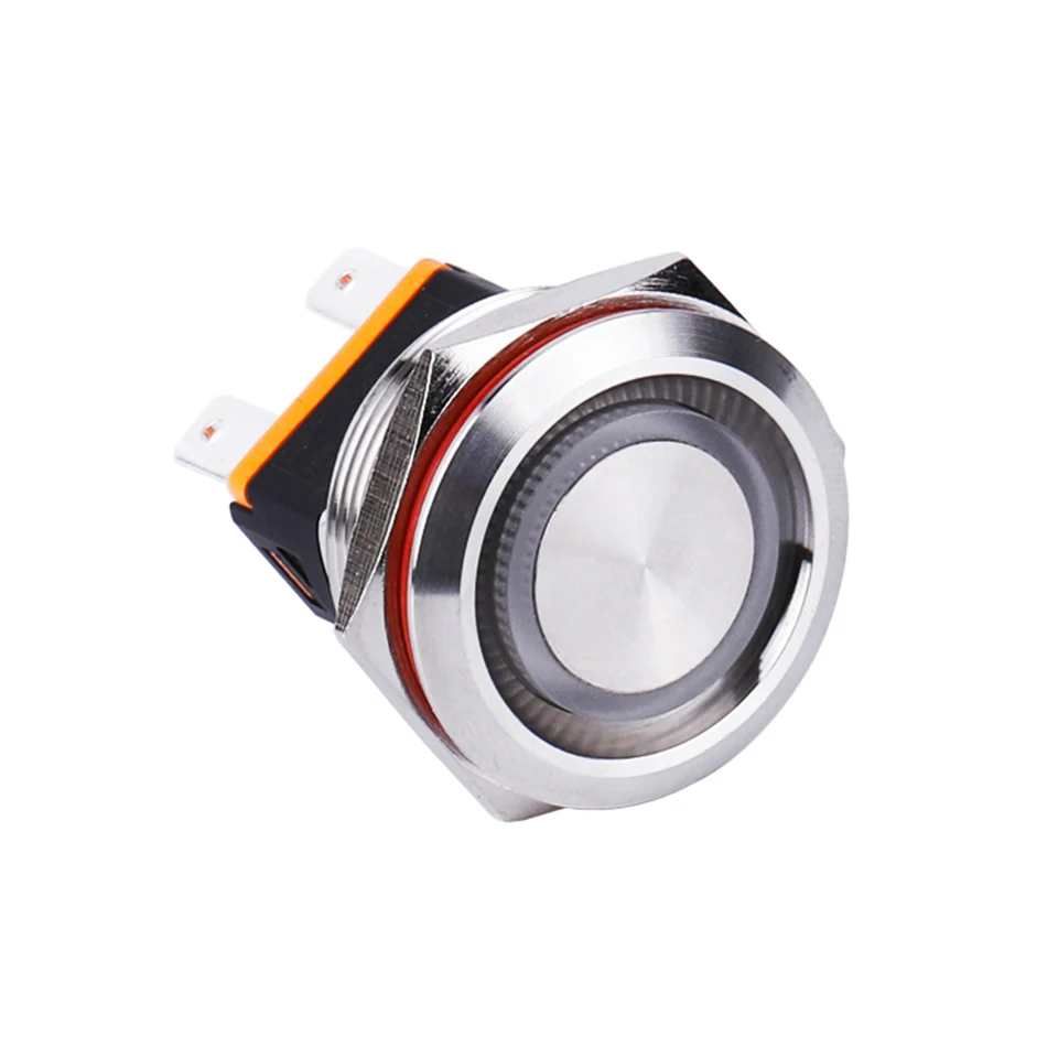 

Button Switch 22mm With LED Light Stainless Steel Waterproof Metal 2NO Flat Head