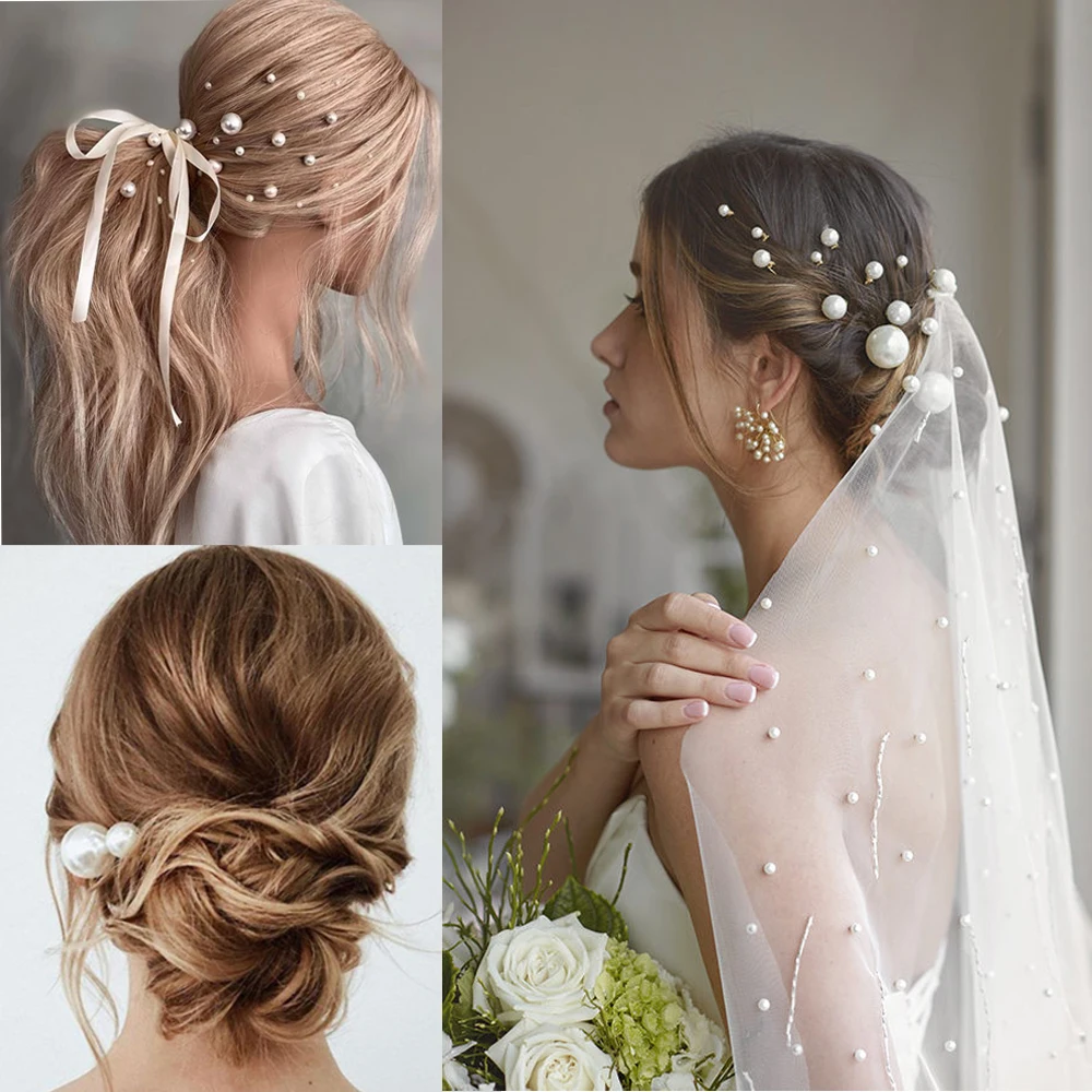 Ruoshui 18pcs Woman Elegant Pearl U Shape Hair Stick Wedding Hairpins Updo Hairstyle Tool Tools Bridal Tiara Hair Accessories