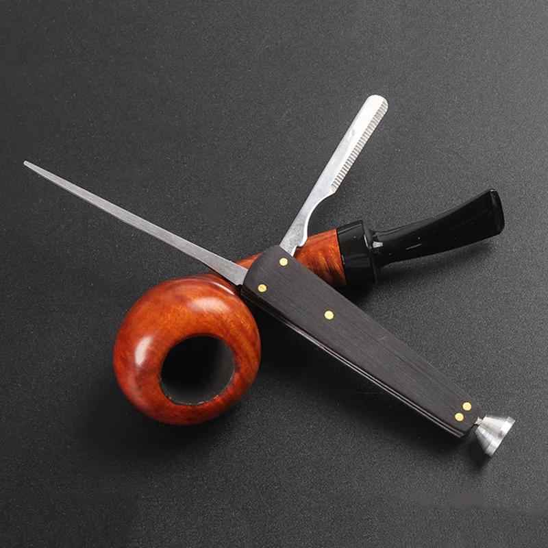 Black Wood Steel Tobacco pipe 3 in 1 pipe knife portable pipe Reamer Cleaners Tool smoking accessories