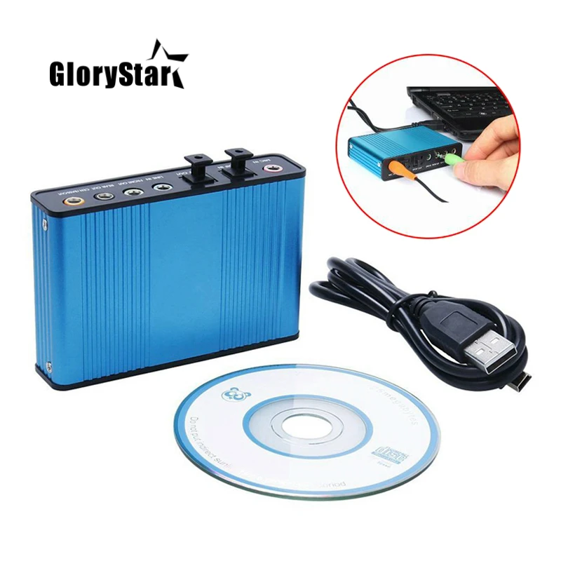 Profissional usb placa de som 6 canais 5.1 óptico conversor placa áudio externo cm6206 chipset para computador portátil desktop microfone