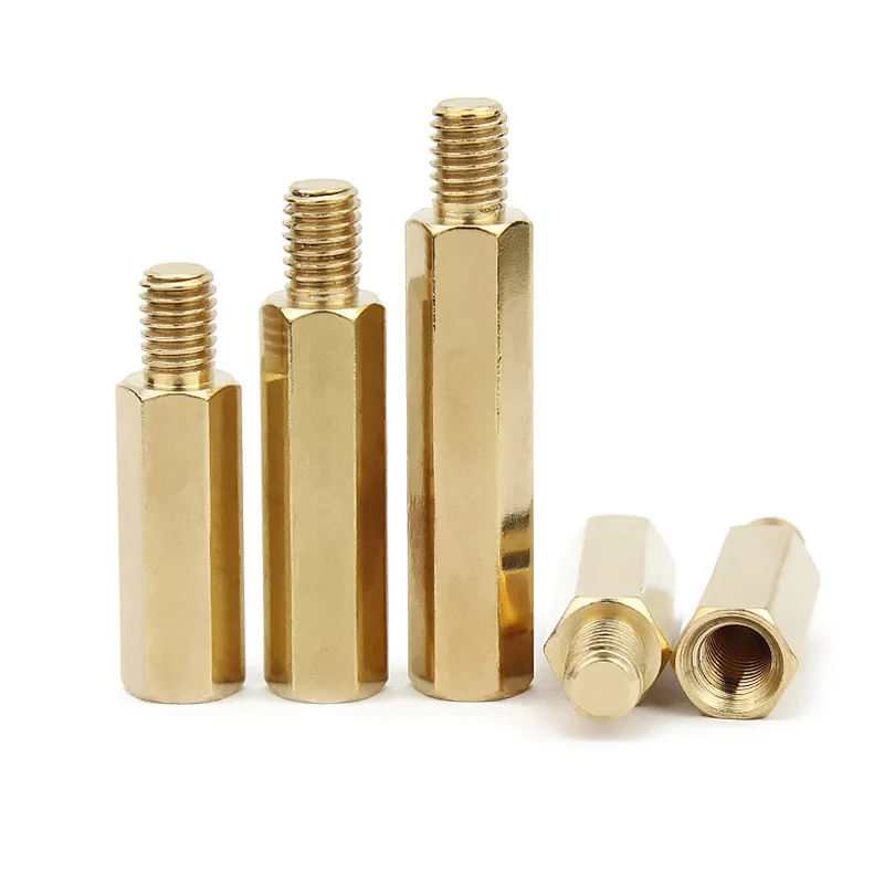 10/50pc M2 M2.5 M3 M4 Solid Brass Copper Hex Standoff Hexagon Pillar M-F F-F Male-Female Female Spacer for PCB Board Motherboard