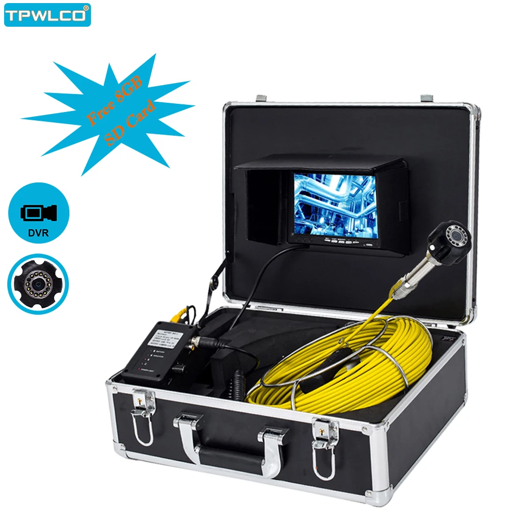 

7inch DVR 20m 1000TVL Waterproof 720 Drain Sewer Pipeline Industrial Endoscope Pipe Inspection Video Camera System 12pcs LEDS