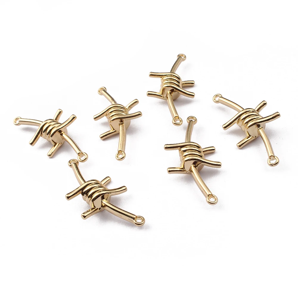 6pcs Alloy Plated Gold Bramble Thorns Charm Connector For DIY Necklace Jewelry Findings Making Handmade Crafts Accessories