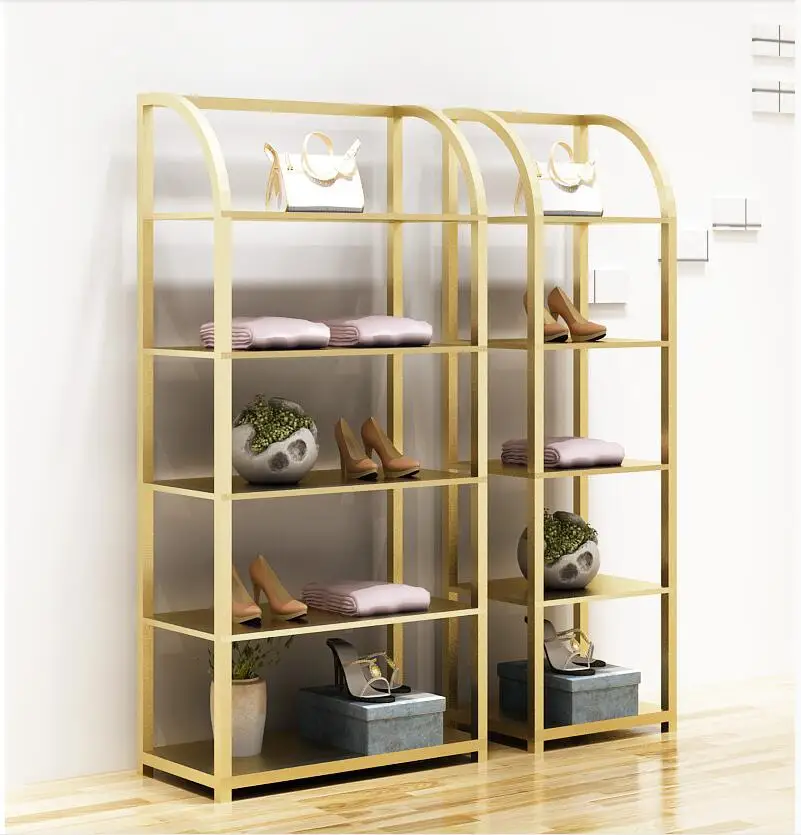 

Wanjian clothing store display stand gold shelf multi-layer shoe shop window floor bag five-layer storage rack space