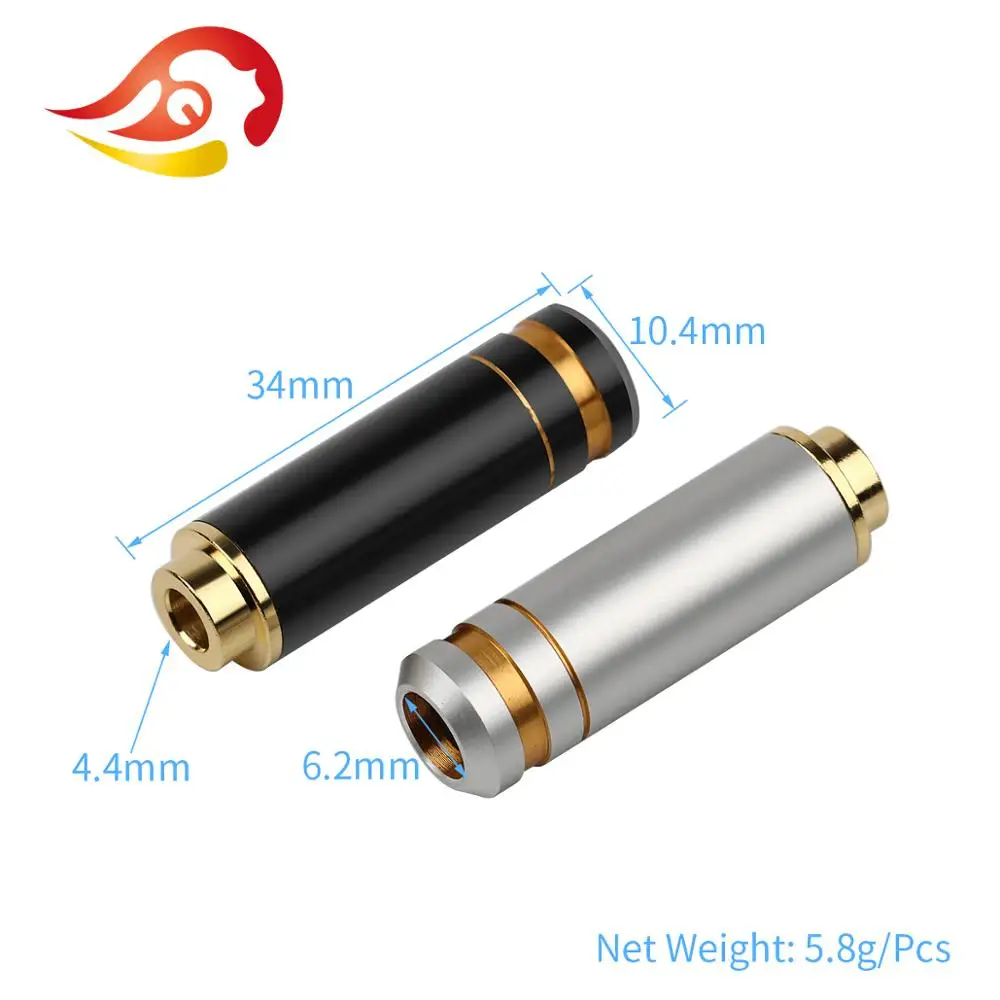 QYFANG 4.4mm 4 Pole 3 Contact Balanced Stereo Earphone Female Jack Audio Plug Headset Metal Adapter DIY Upgraded Wire Connector