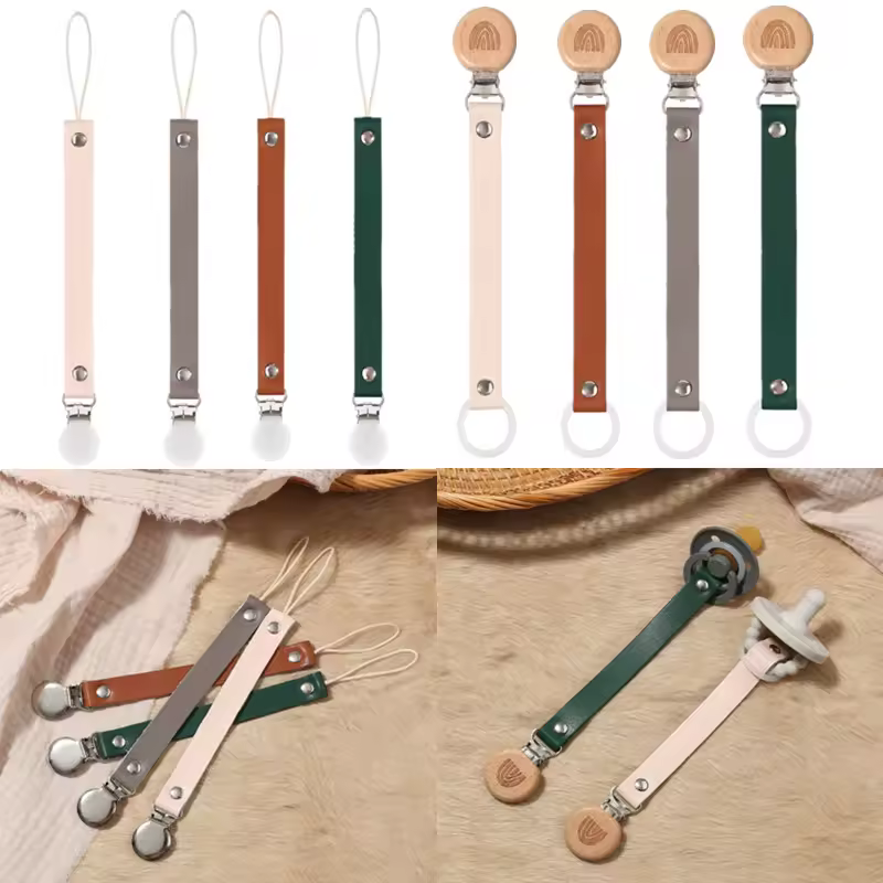 שרשרת מוצץ תינוק מעור קשת בענן מוצץ קליפים שרשרת מתכת קליפ פטמות מחזיק אבזמים אביזרי האכלה לתינוקות