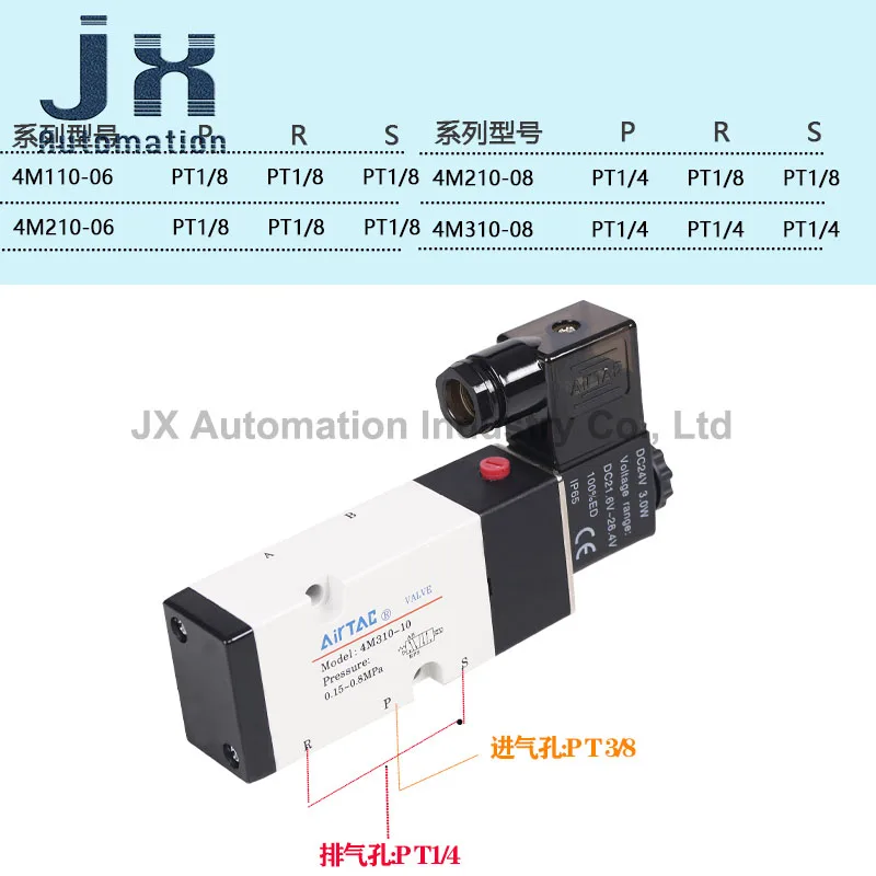 Válvula Solenoide AirTac Original 4M210-08DC24V AC220V 4M110-06 4M310-10 válvula neumática de cinco vías de dos posiciones