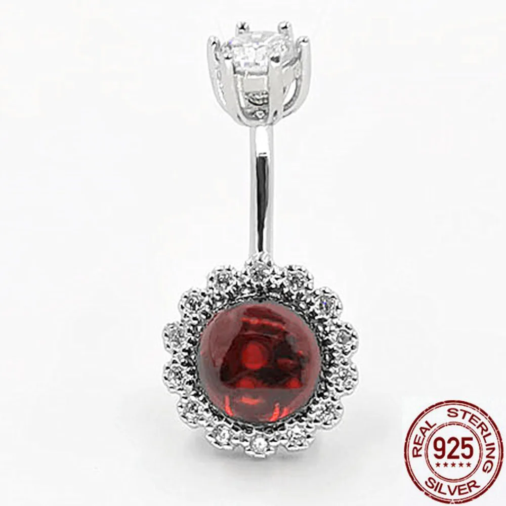 925 silver red crystal belly piercing ombligo body jewelry navel piercing for women sexy punk 2020