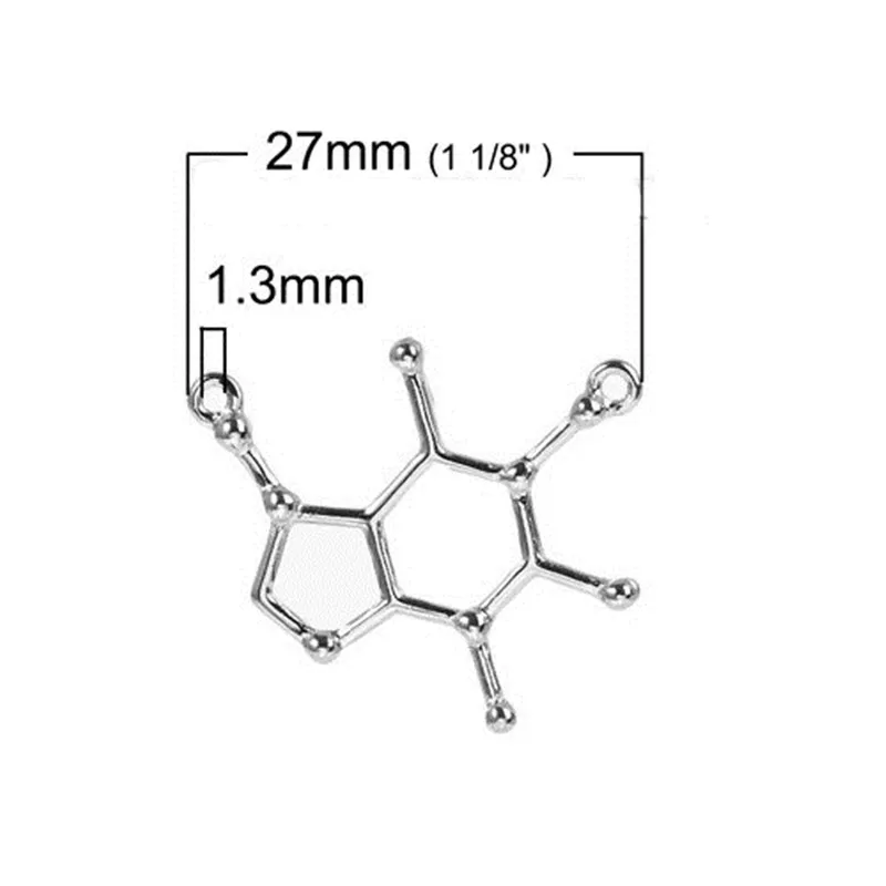 DoreenBeads Mode Metall Molekül Chemie Wissenschaft Charms Serotonin Silber Farbe Anhänger DIY Halskette Schmuck Geschenk, 10PCs – Detail 10