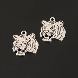 15pcs Metal Tiger Head Charms DIY Silver Color Color Lion Pendants For Animal Jewelry Making Accessorie