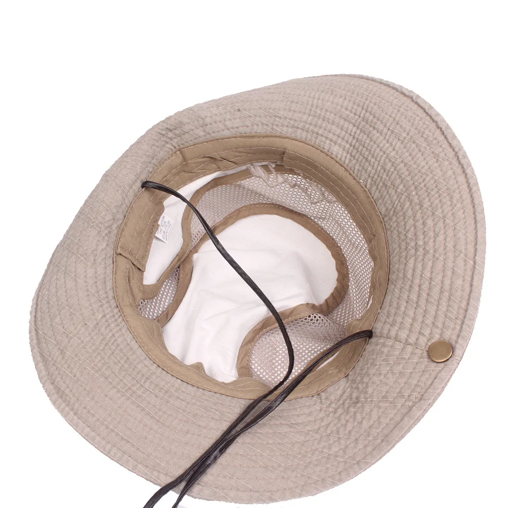 Chapeau seau en coton pour hommes, casquette Panama respirante d\'été, chapeau en maille de pêche dans la Jungle, randonnée plage, protection solaire