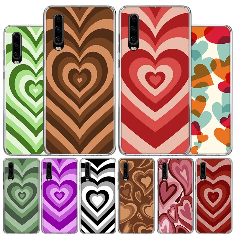 Fashion Purple Heart Swirl Circle Cover Phone Case For Huawei P30 P20 P10 P40 P50 Pro Mate 20 40 30 10 Lite Popular Fundas Art G