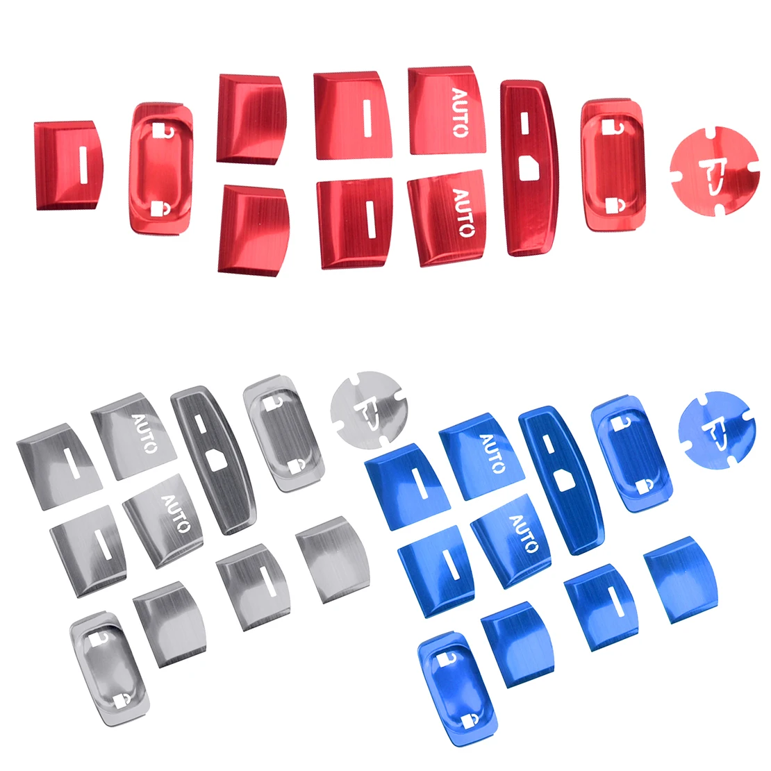 11pcs Door Window Lift Switch Sequin Lid Cover Trim Fit for Honda Civic 10th 2016 2017 2018 2019 2020 Red/Silver/Blue