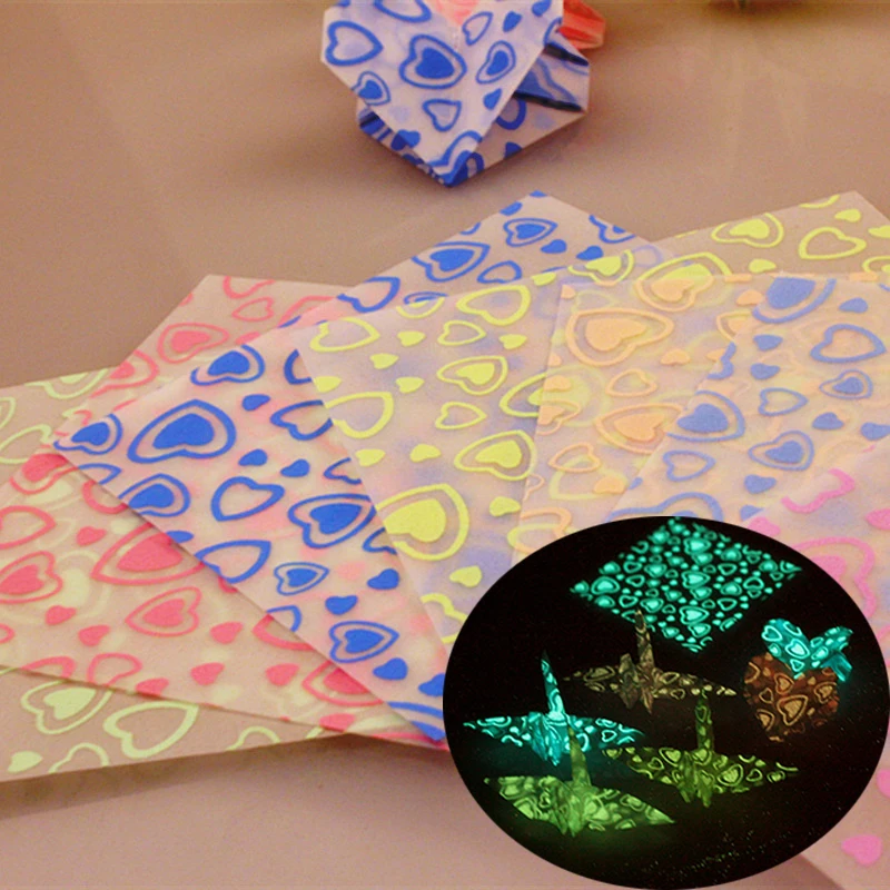 70pcs Luminous origami paper square scrapbook paper single-sided printing card paper gift wrapping material night glow