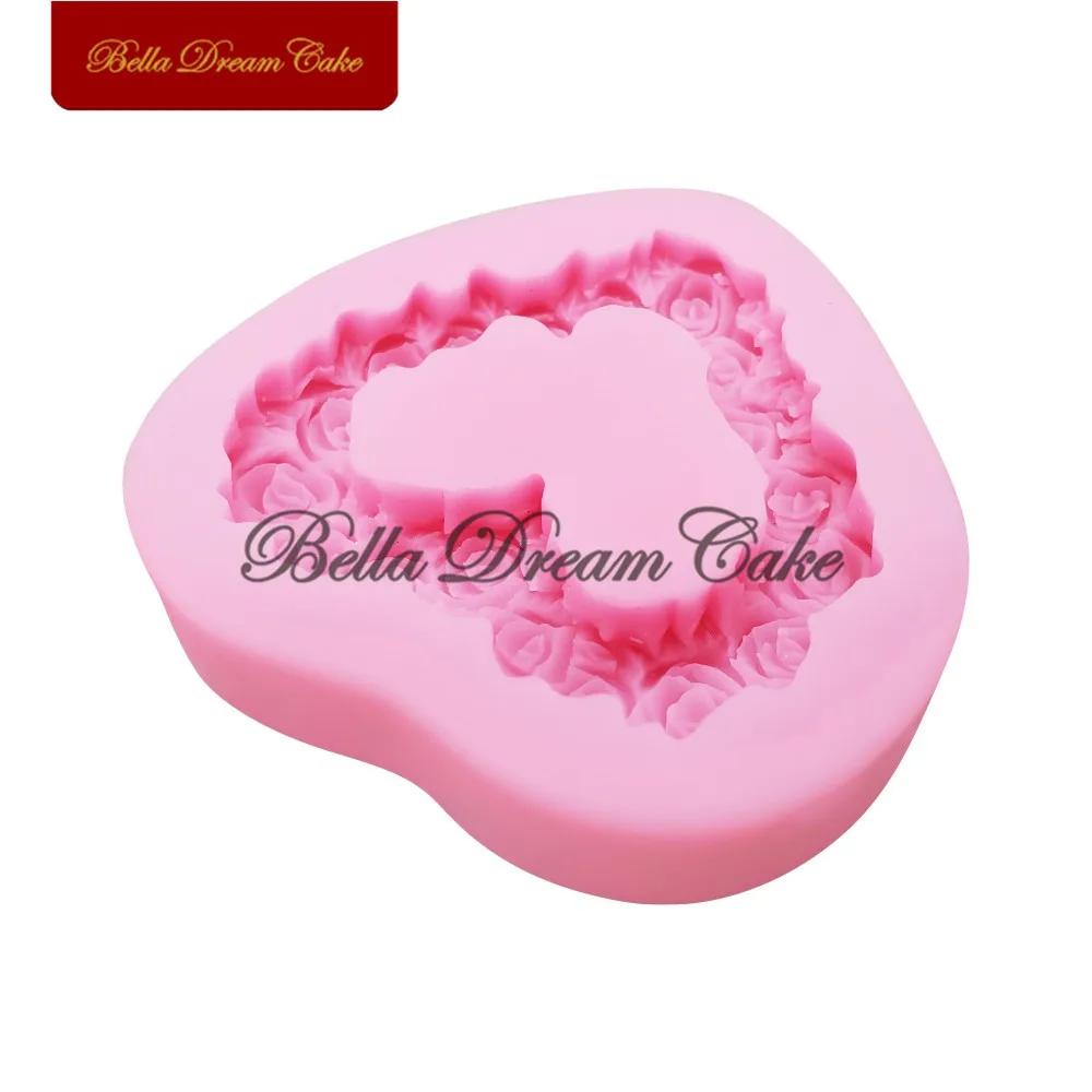 Mini Roses Frame Silicone Mold Valentine's Day Fondant Cake Molds Cake Decorating Tools DIY Handmade Clay Soap Mould Bakeware