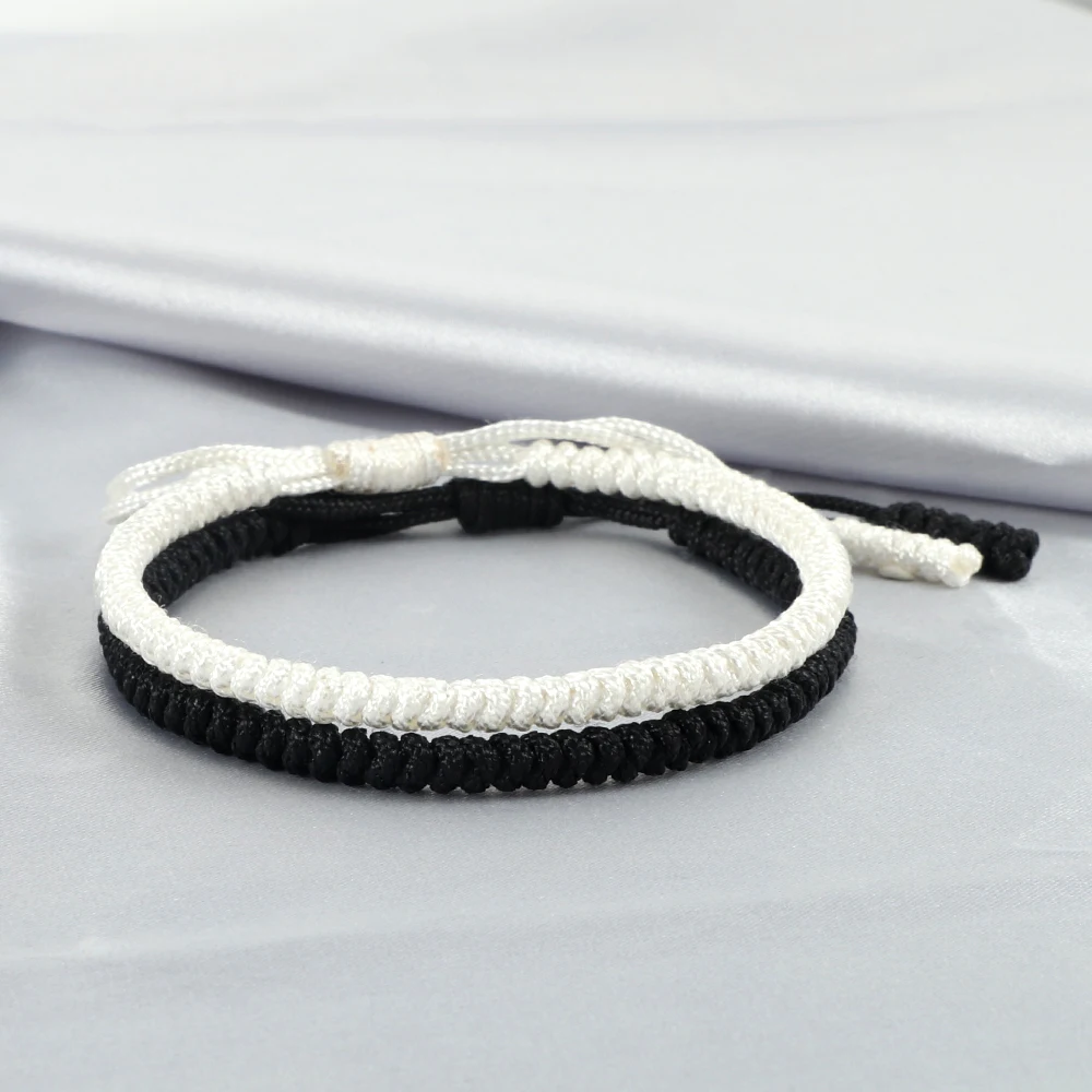 2Pcs/Set Black White Braided Bracelet YinYang Thread Woven Bracelets Bangles Adjustable Lucky Rope Wristband Couple Male Jewelry