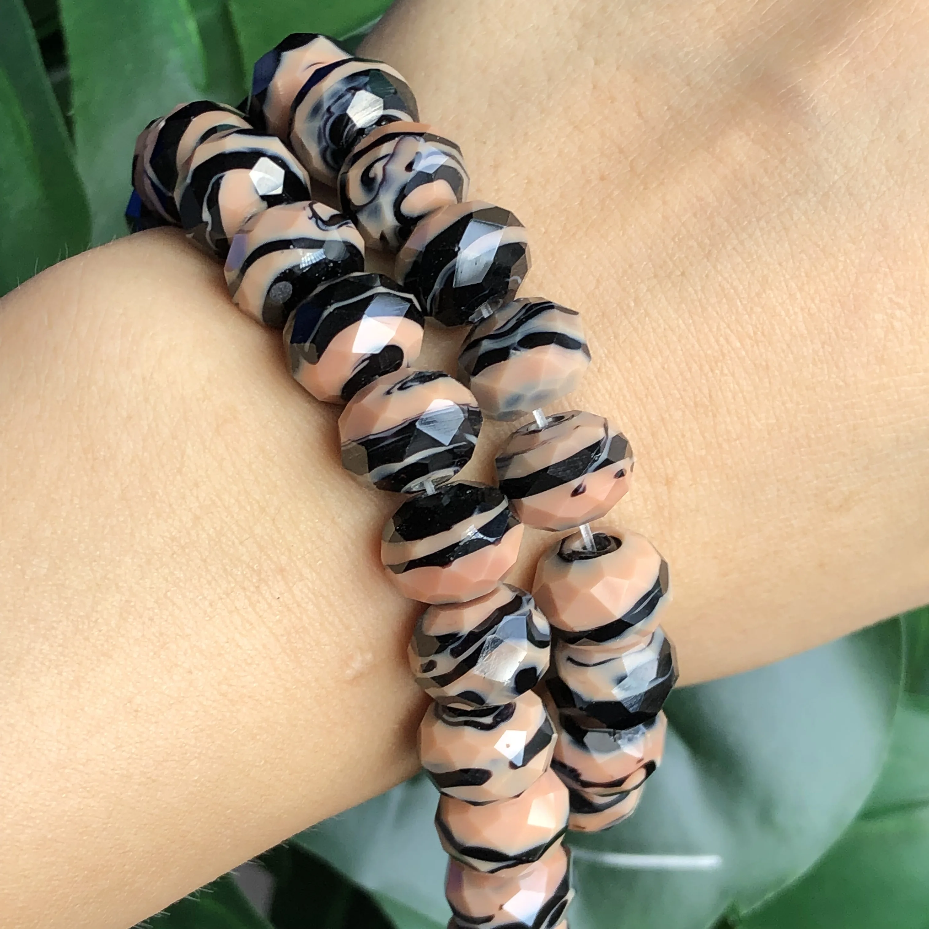 12mm Large Murano Brown Black Stripe Lampwork Crystal Glass  Faceted Rondelle Beads For Jewelry Making Diy Bracelet Accessories