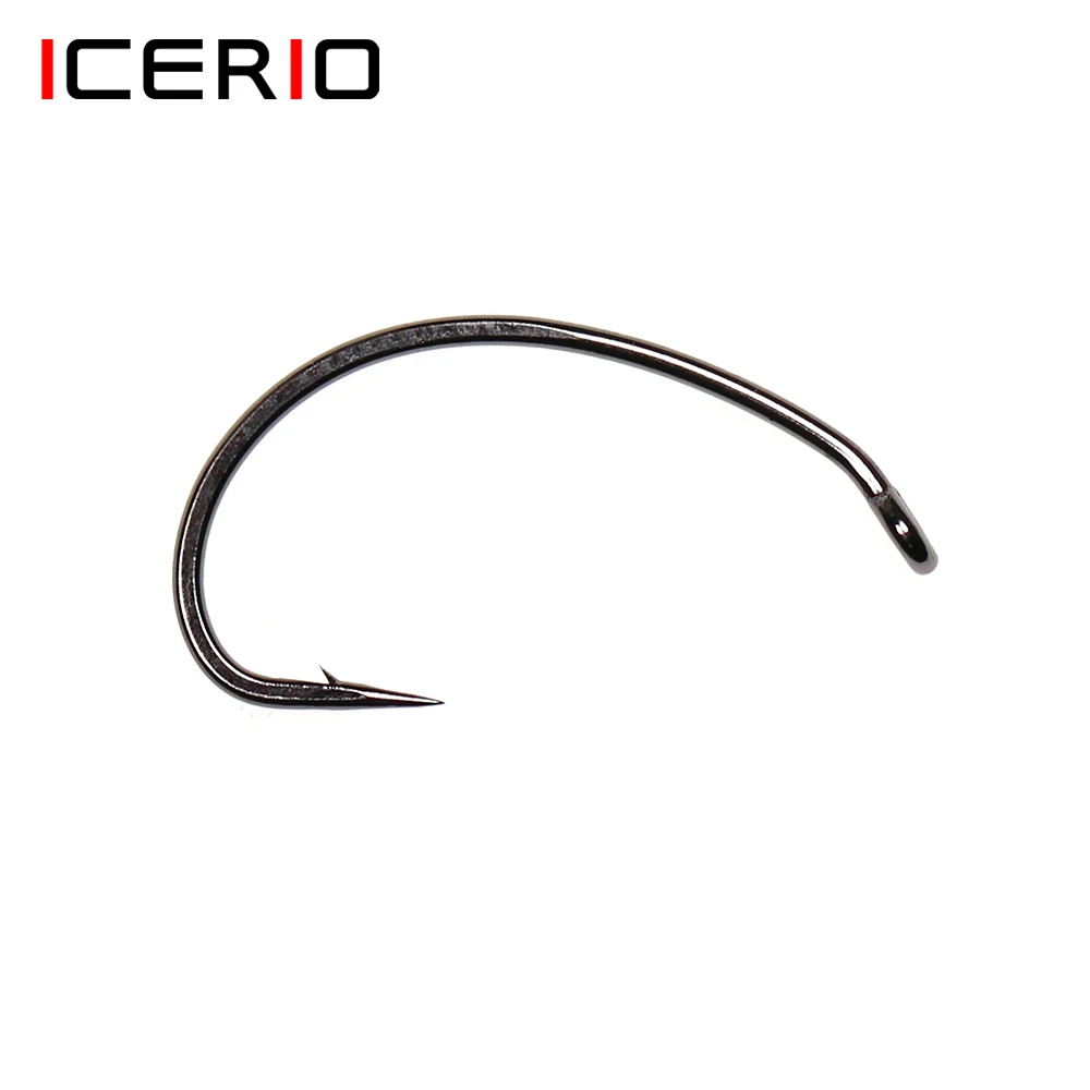 ICERIO 30PCS Fly Tying Hook Wide Gap Curve Nymph Scud Shrimp Worms Caddis Fly Hook Fishing Material