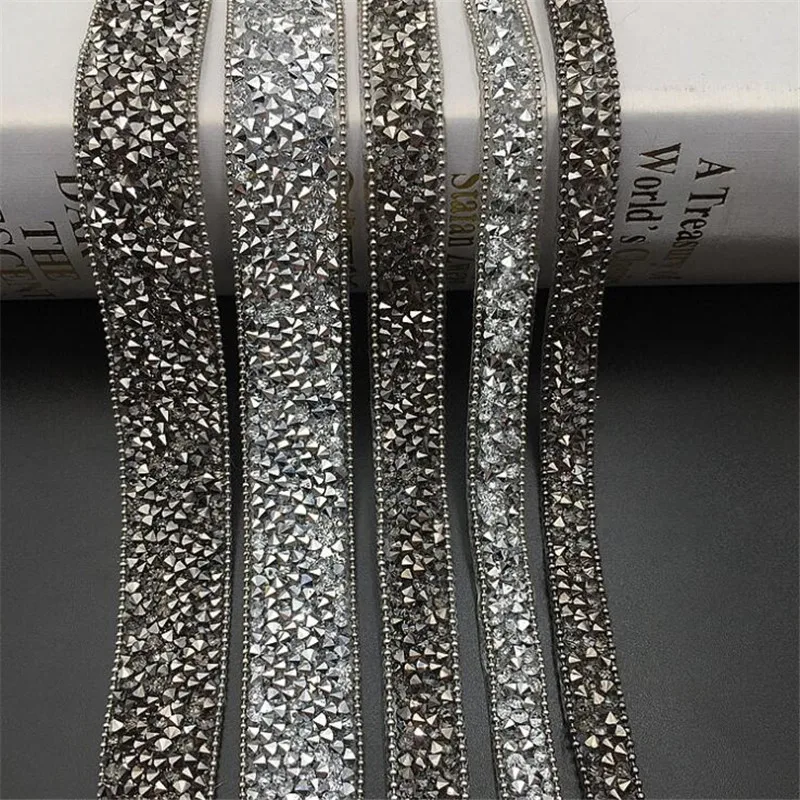 1 Yard Sewing Trim Crystal Motif Strass Hot Fix Rhinestone Tape Applicator Ribbon With Rhinestones Iron On Appliques For