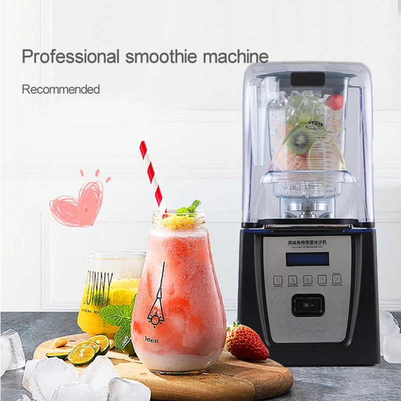 Commercial Blender Smoothie Blender Food Blender Food Processing Juicer Cooking Machine With Cover Soundproof 1800W 1500ml