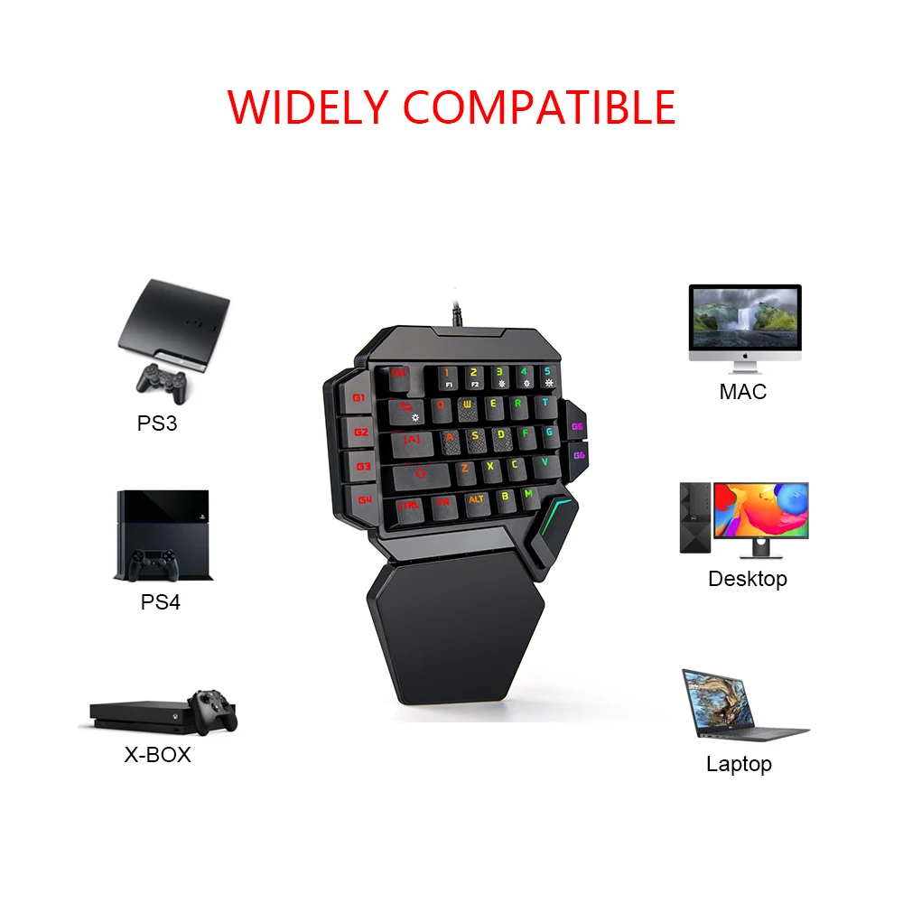 Imagem -02 - Mini Teclado Mecânico de Jogo de Uma só Pessoa K50 Rgb Backlit Mini Teclado Portátil para Jogos Controlador de Jogo para pc Ps4 Xbox Gamer