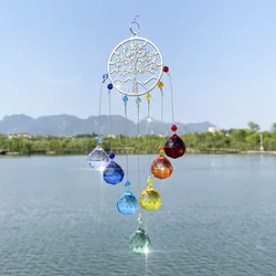 Árvore de cristal da vida suncatcher prisma janela rainbow maker lua bola de cristal pingente sun catcher pendurado ornamento decoração do jardim