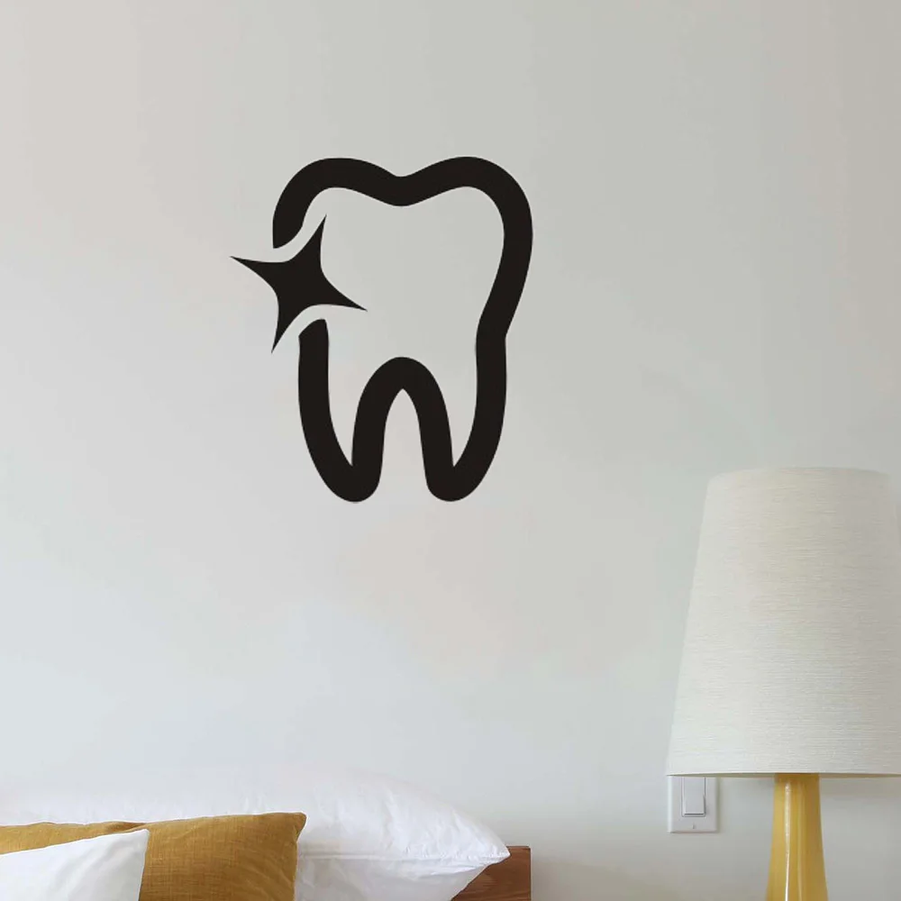 Dental Clinic Wall Decal Bathroom Poster Vinyl Wall Decals Decor Mural Tooth Brushing Shiny Teeth Dentistry Sticker