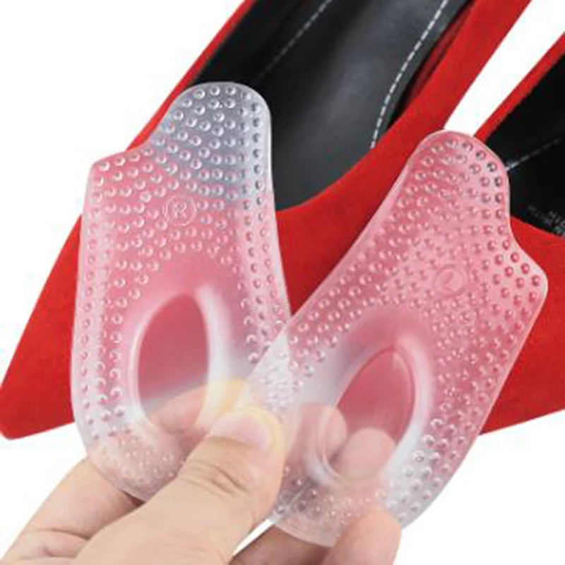 1Pair Soft Silicone Gel Insoles Heel Cushion Soles Heel Foot Pads Pain Relief Protectors Spur Support Shoe Pad Feet Care