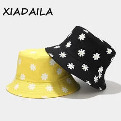 New flower printed fisherman's Hat Women's literature and art small fresh basin hat outdoor double-sided sun visor in summer