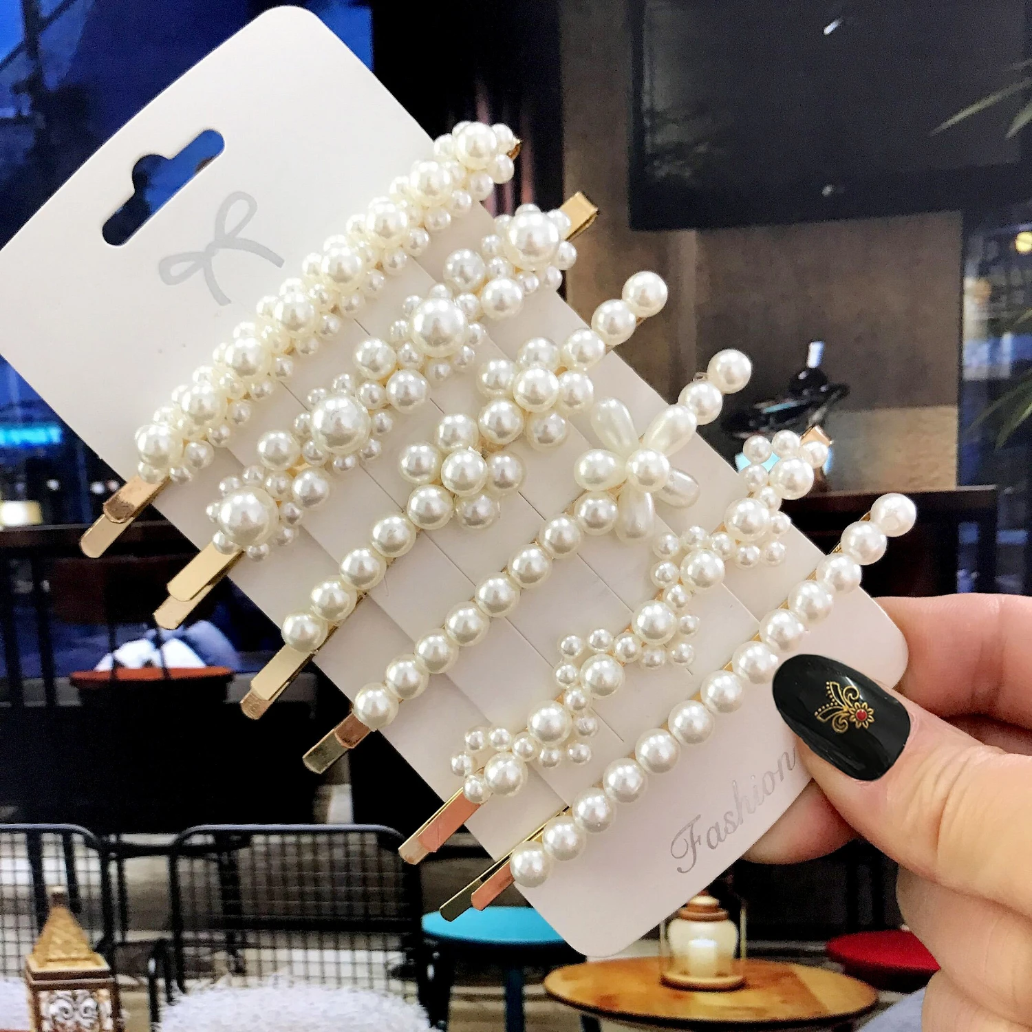 موضة تقليد اللؤلؤ Kawaii مقاطع الشعر اكسسوارات للنساء الشعر هندسية زهرة المشابك أغطية الرأس الحلو دبابيس الشعر الفتيات