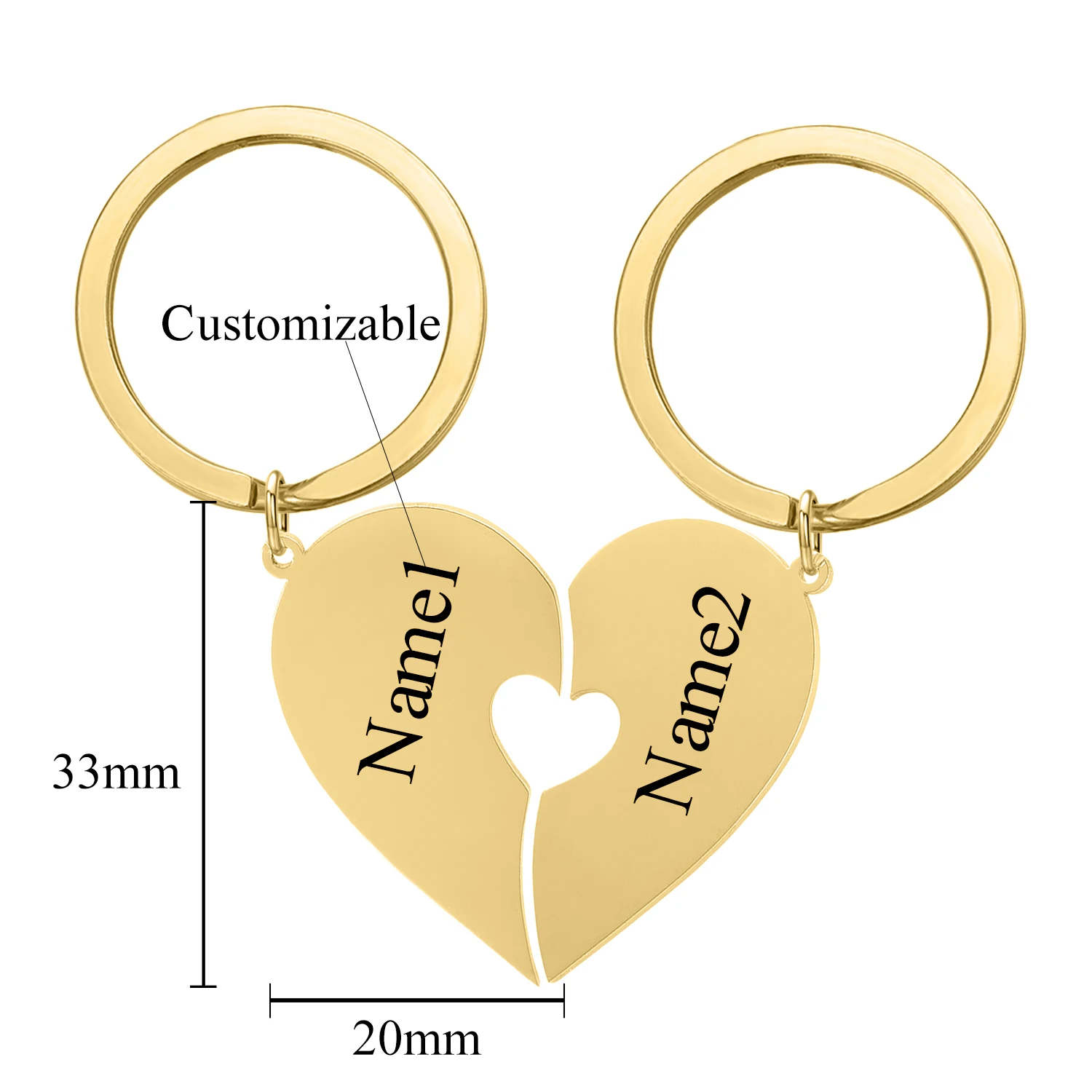2Pcs Personalized Couples Keychain Valentine Anniversary Gift Boyfriend Girlfriend Heart KeyChain Man Women Key Chain Love Gifts
