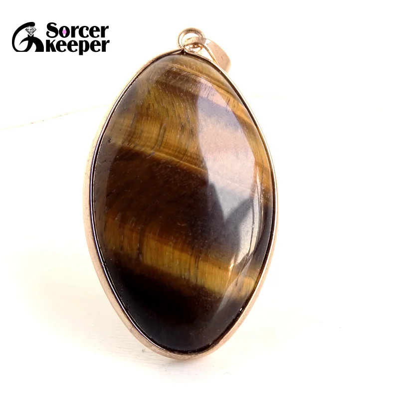 Genuine Women & Men Fashion Jewelry Pendant Necklaces With Chain Wholesale Natural Blue Tiger's Eye Quartz Stone Colares KS256
