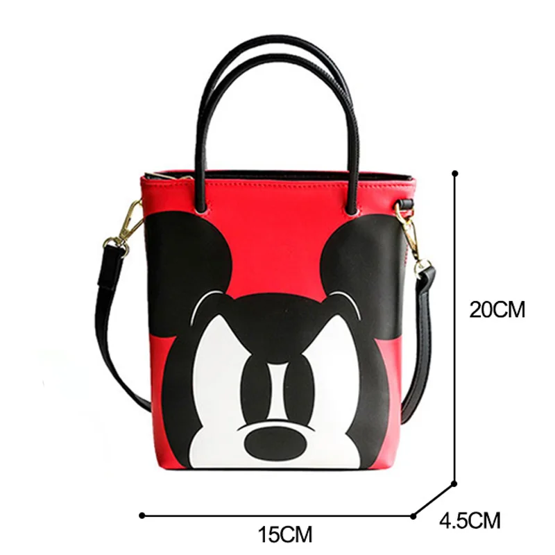 Disney Mickey Women Messenger Bag Females Bucket Bag PU Leather Crossbody Shoulder Bags Lady Handbag Girl Backpack Birthday Gift