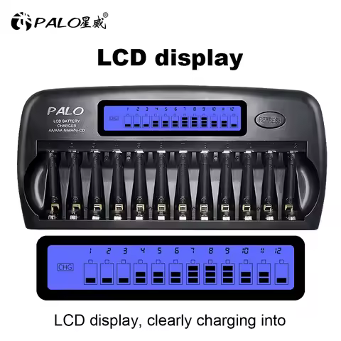 8/12/16 slots display lcd inteligente carregador de bateria inteligente carga rápida para 1.2v aa aaa 2a 3a ni-mh nicd bateria recarregável
