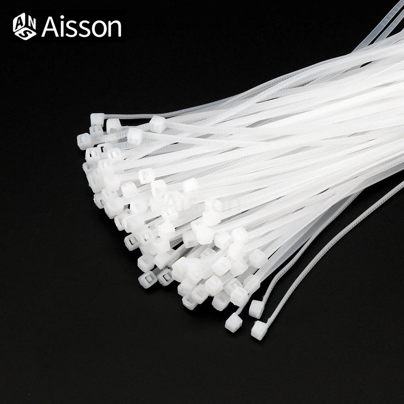 100PCS White Self-Locking Plastic Nylon Cable Tie Fastening Ring 3x100 3x150 3x200 4x150 4x200 4x250 5x200 mm Zip Wraps Strap