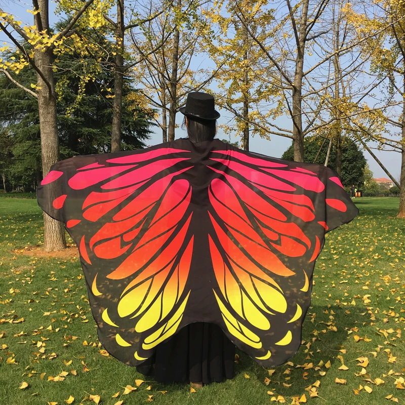 Hot-Verkauf Frauen Schmetterling Pfau gedruckt Capes Mode Polyester dekoration Erwachsene Dance Leistung Requisiten Schmetterling Flügel