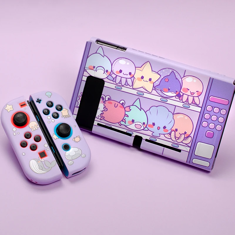 

Nintend Switch Shell Marine Life Cute Cartoon Soft TPU Cover NS Joy-con Controller Purple Case For Nintendo Switch Accessories