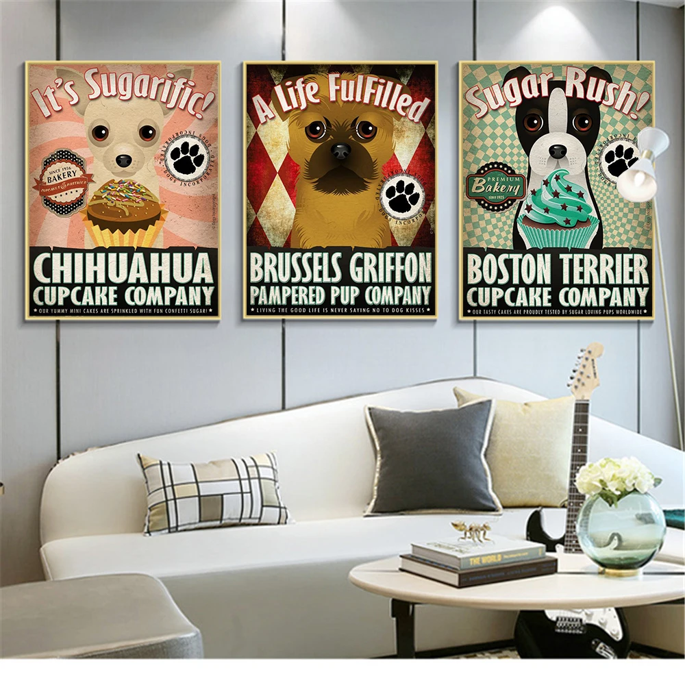 Póster de pared, Cocina, perro, animales, despertar con la taza, decoración artística de pared, decoración para sala de estar, decoración para habitación de niños, mascotas pug