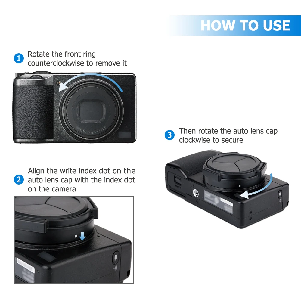 JJC GRIII Lens Cap Protector Auto Open and Close for Ricoh GR III GR3 HDF Camera Automatic Lens Cap Holder Cover Lens Accessorie
