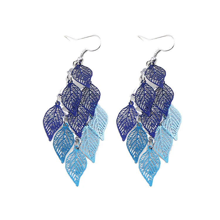 Vintage Hohle Blätter Tropfenohrringe für Frauen Böhmische Bunte Lange Hängeohrringe 2026 Modeschmuck Boucle Oreille Femme – Detail 12