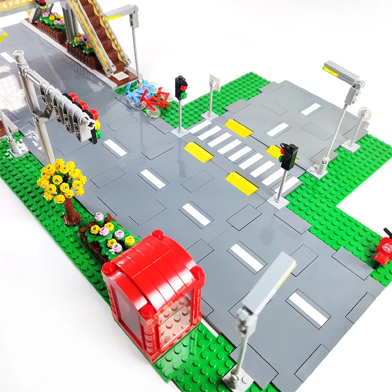 Compatible MOC City traffic Bottom plate Flyover Building Blocks Street road View Constructor Bricks DIY Toys Birthday Gift