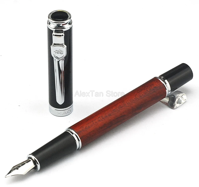 

Jinhao 8802 Ancient Rosewood Fountain Pen Wooden Barrel Vintage Writing Signature Pen, Fine Nib 0.5-0.6 Size Office School