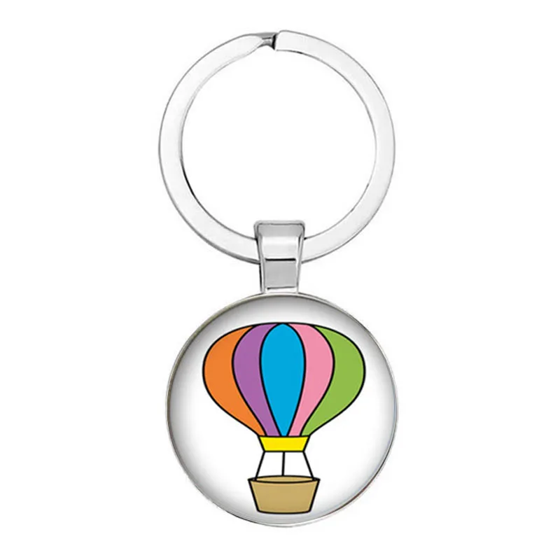 New Sports And Leisure 25mm Handmade Skydiver Silhouette Pendant Keychain Key Chain Round Glass Cabochon Charm Key Ring Sports T