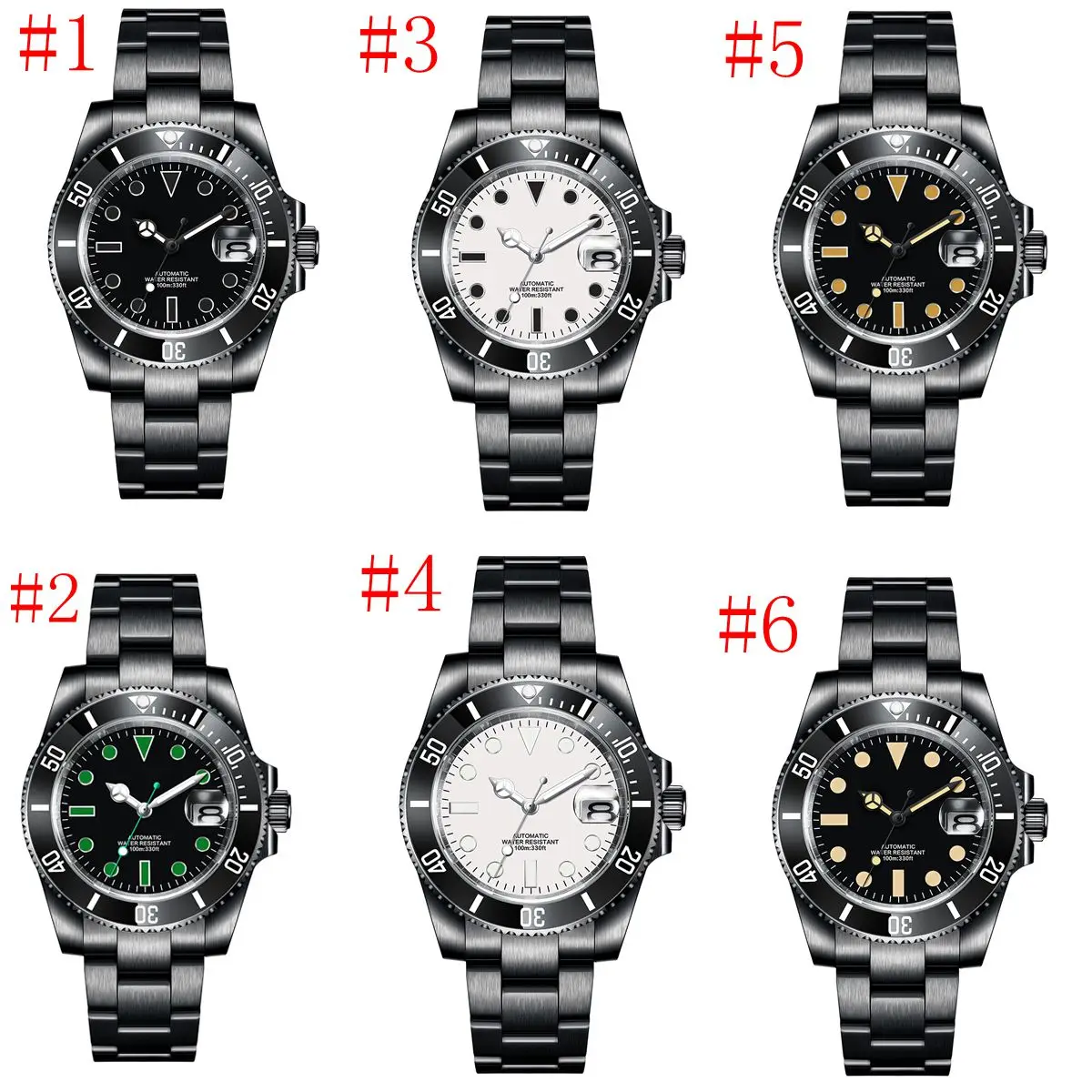 

Luxury Sapphire Crystal Black PVD Men Watch NH35 Miyota Automatic Mechanical Watches Ceramic Bezel 10Bar Swim Date Male Clock