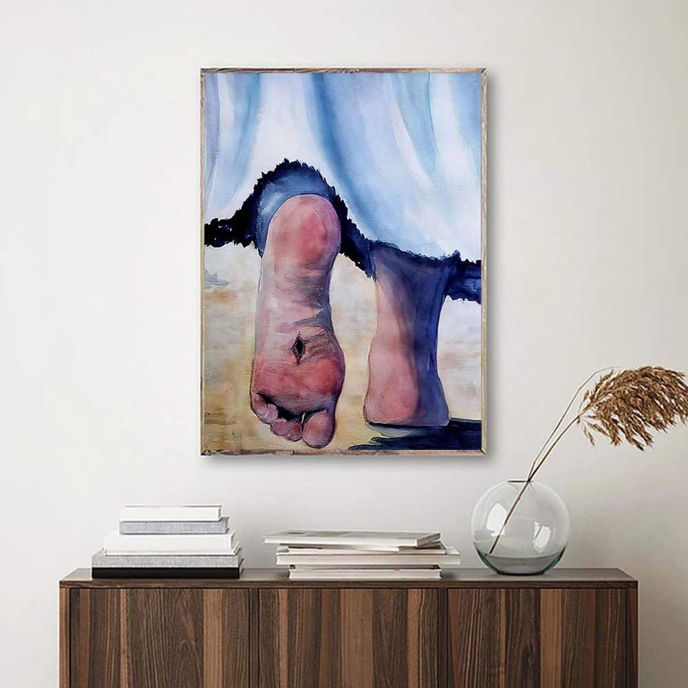 Jesus Feet On The Cross Poster Religious Wall Pictures Jesus Christ Art Canvas Vintage Print Painting Easter Bedreoom Home Decor