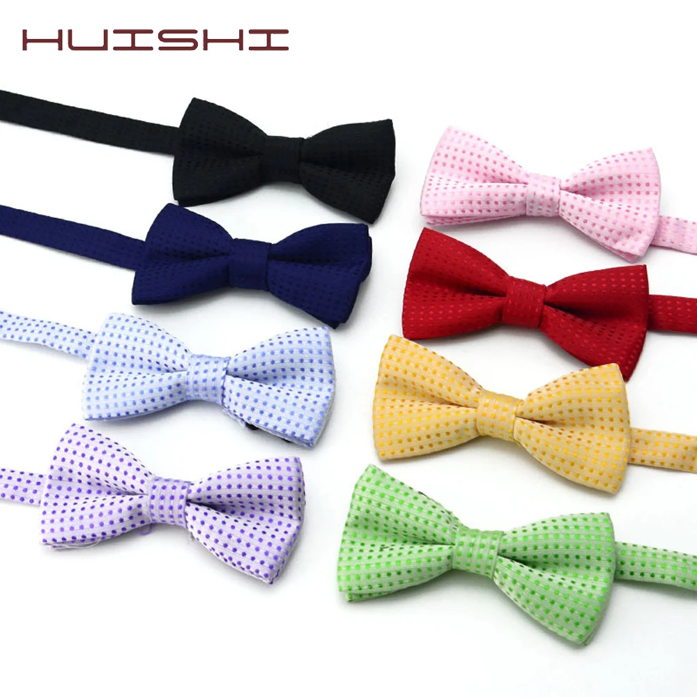 HUISHI Children Fashion Formal Black Bow Tie Kid Classical Dot Bowties Colorful Butterfly Wedding Party Pet Bowtie Tuxedo Ties