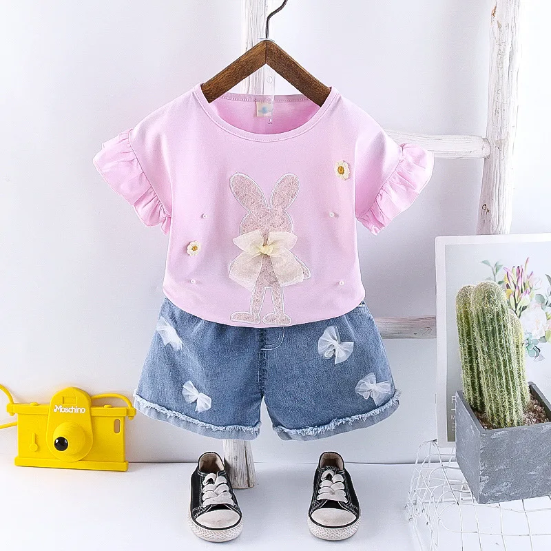 New Summer Fashion Baby Girl Clothes Suit Children Cute T-Shirt Shorts 2Pcs/Sets Toddler Casual Costume Outfits Kids Tracksuits