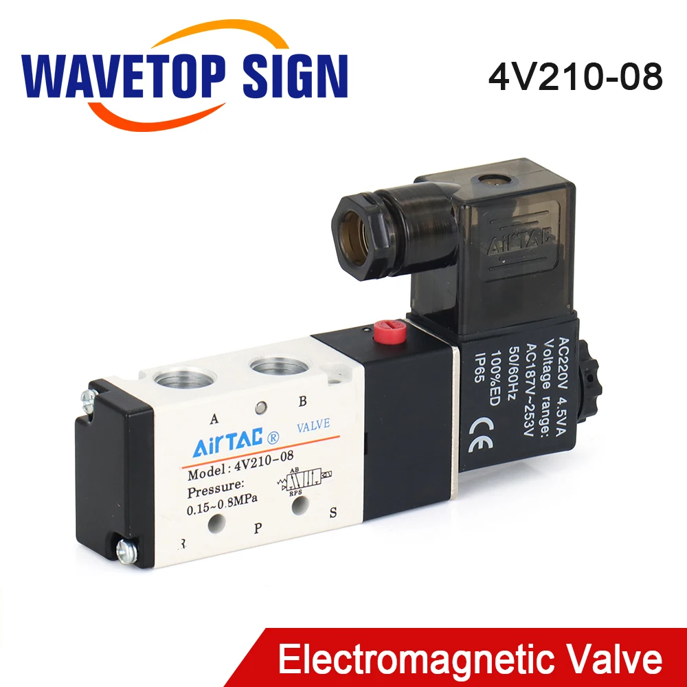 Original AirTac Pneumatisches elektrisches Magnetventil, 5-Wege, 2 Positionen, Steuerung, Luft, Gas, Magnetventil, 4V210-08, 12 V-220 V, Spulenvolt