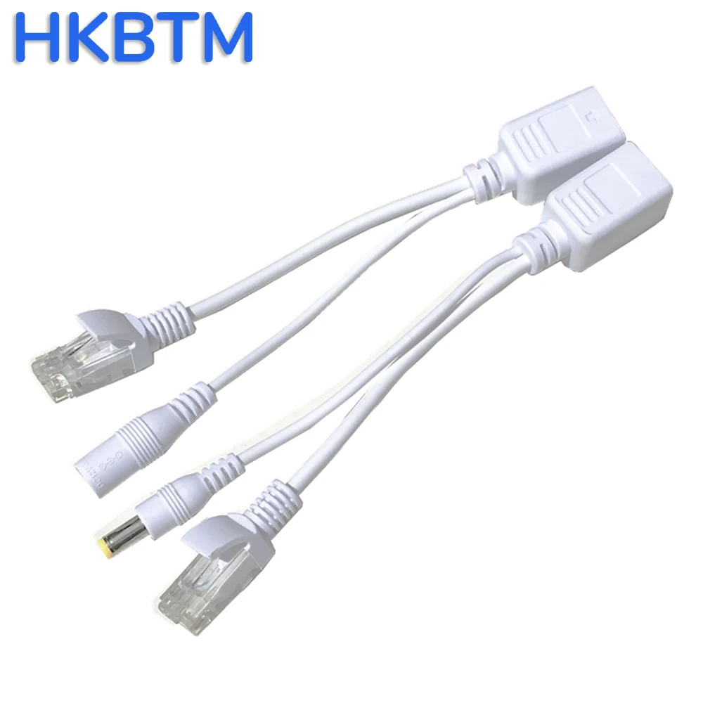 HKBTM POE 케이블 이더넷 어댑터 케이블, 수동 전원 분배기, RJ45 인젝터 전원 공급 장치 모듈, IP 카메라용, 12-48V