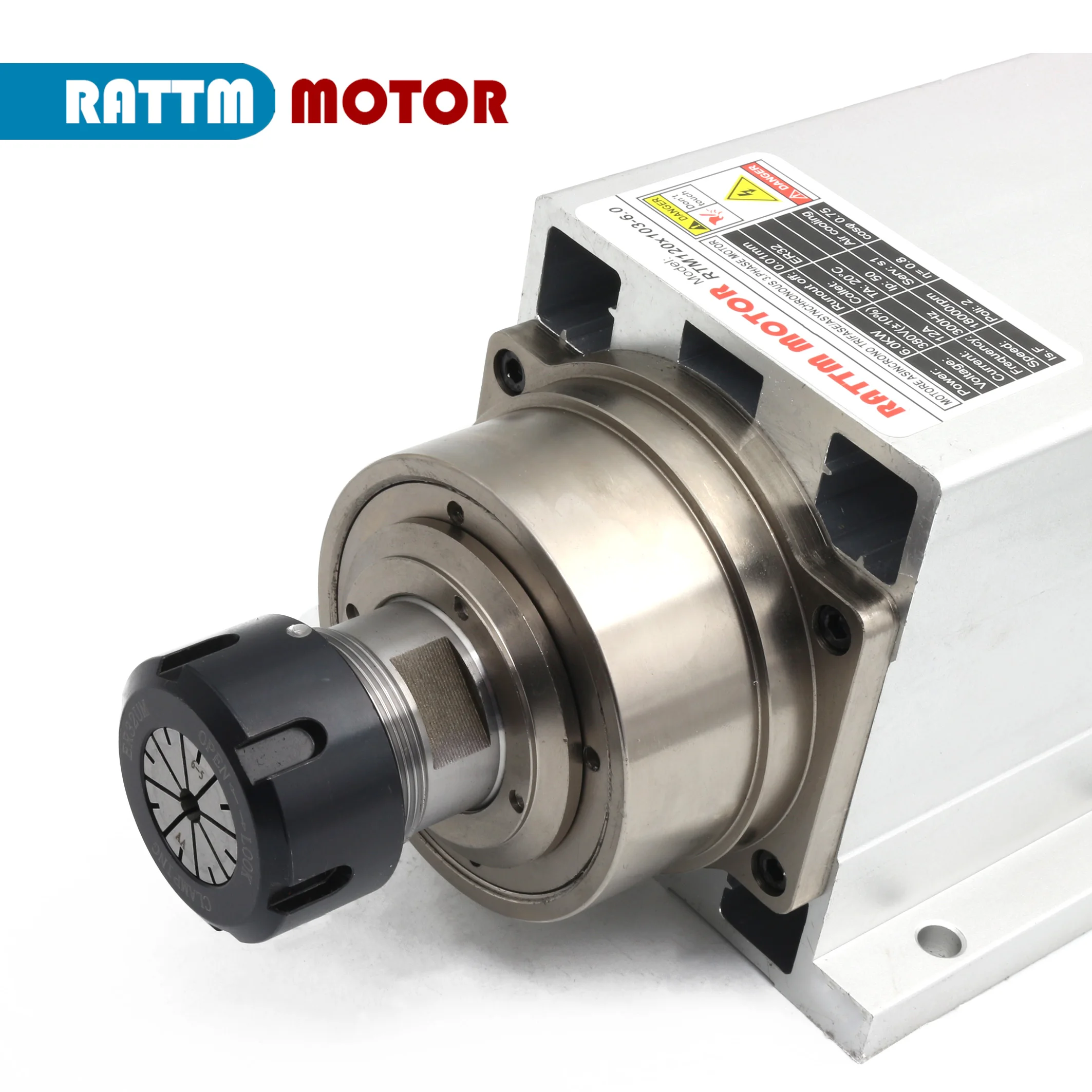 Square Air cooled Cooling spindle motor 6KW 380V ER32 runout-off 0.01mm 4 Ceramic bearing For CNC Engraving milling